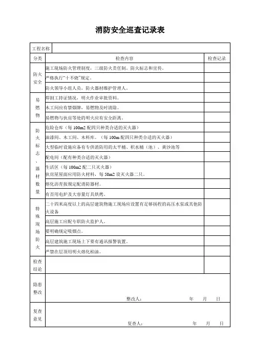 消防安全巡查记录表