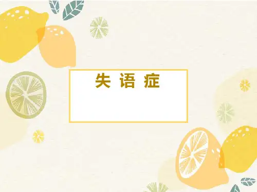 言语治疗技术--失 语 症