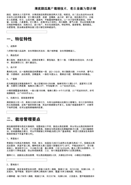 薄皮甜瓜高产栽培技术，老农全面为您讲解