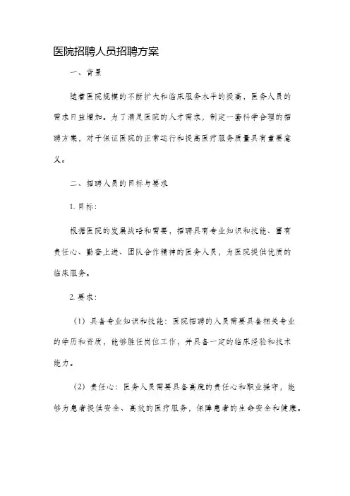 医院招聘人员招聘方案