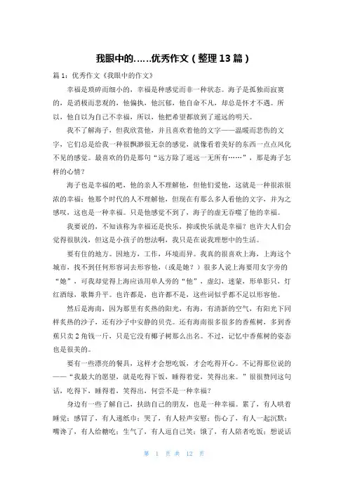 我眼中的……优秀作文(整理13篇)
