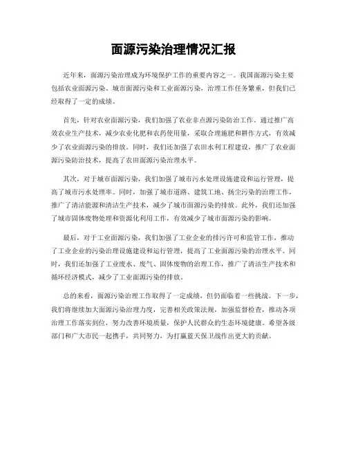 面源污染治理情况汇报