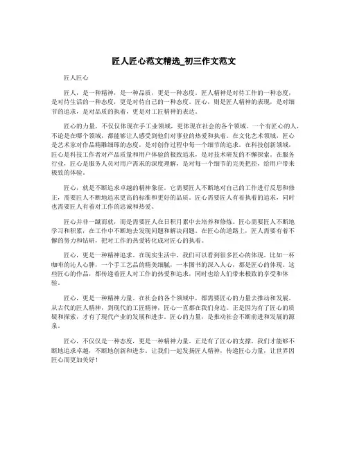 匠人匠心范文精选_初三作文范文