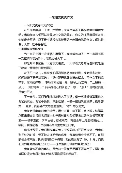 一米阳光优秀作文（5篇）