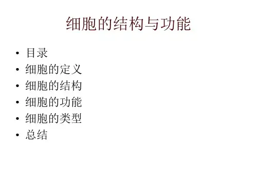 初一生物 细胞的结构与功能课件