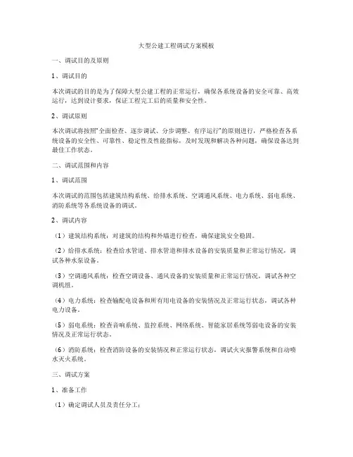 大型公建工程调试方案模板