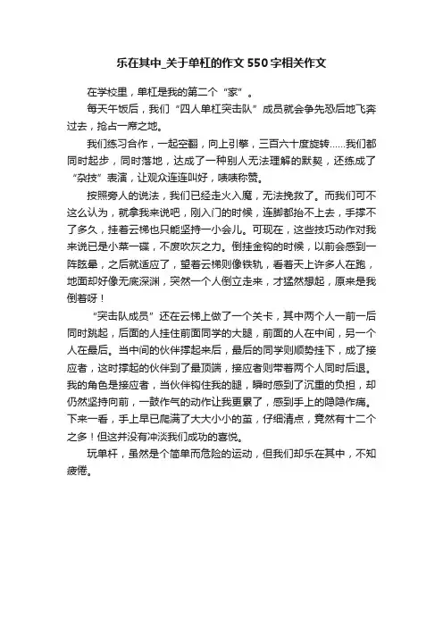 乐在其中_关于单杠的作文550字相关作文