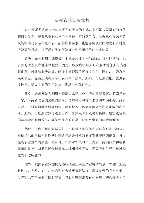 发挥农业资源优势