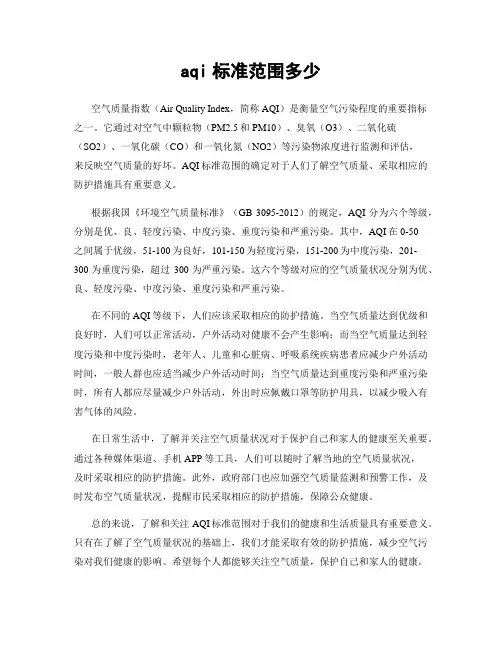 aqi标准范围多少