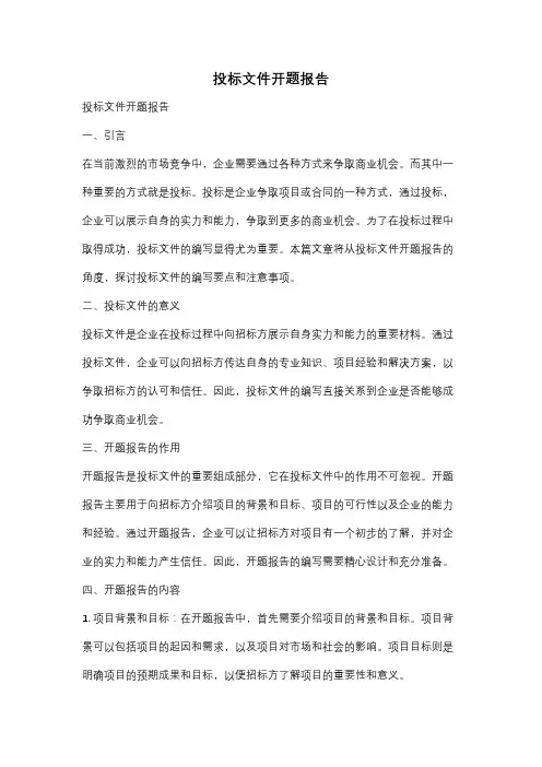 投标文件开题报告