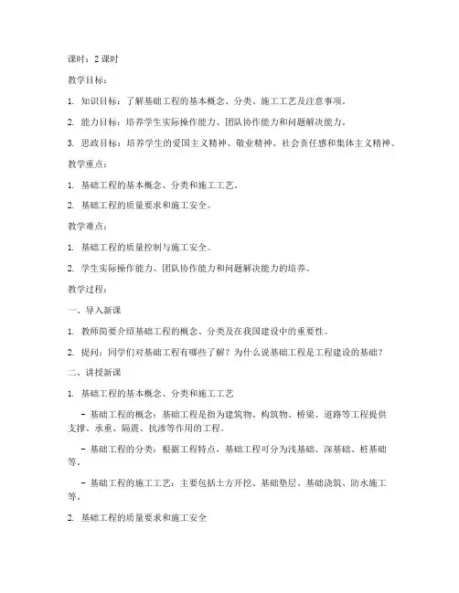 基础工程思政教案模板范文