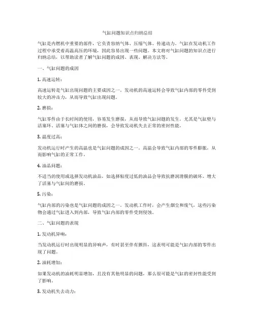 气缸问题知识点归纳总结