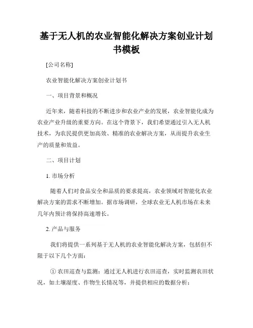 基于无人机的农业智能化解决方案创业计划书模板