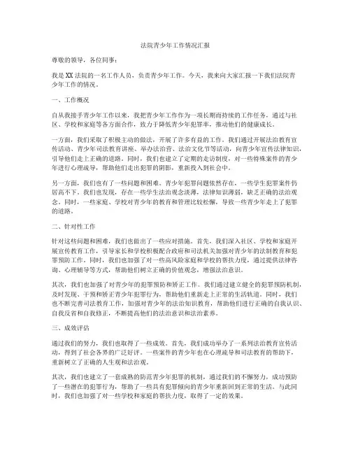 法院青少年工作情况汇报