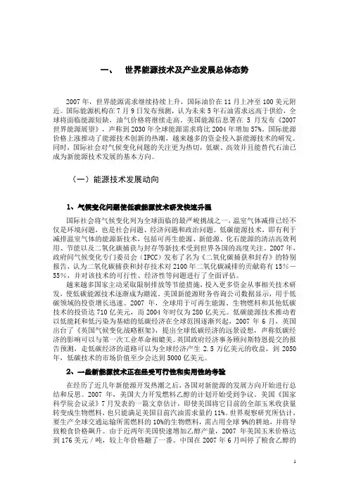 2007年能源形势
