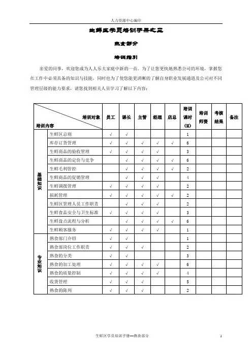 生鲜区学员培训手册--熟食部分(2008.7.22)
