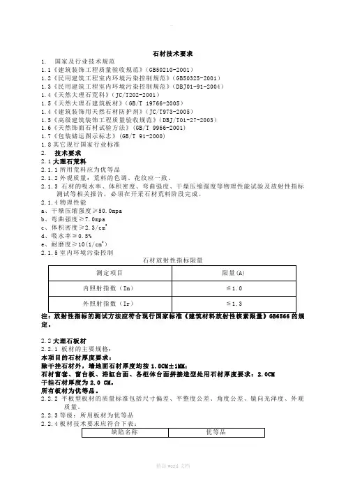 石材技术标准