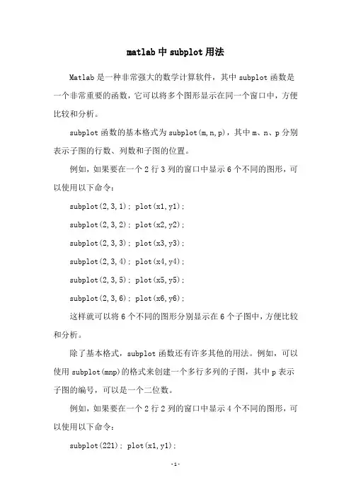 matlab中subplot用法