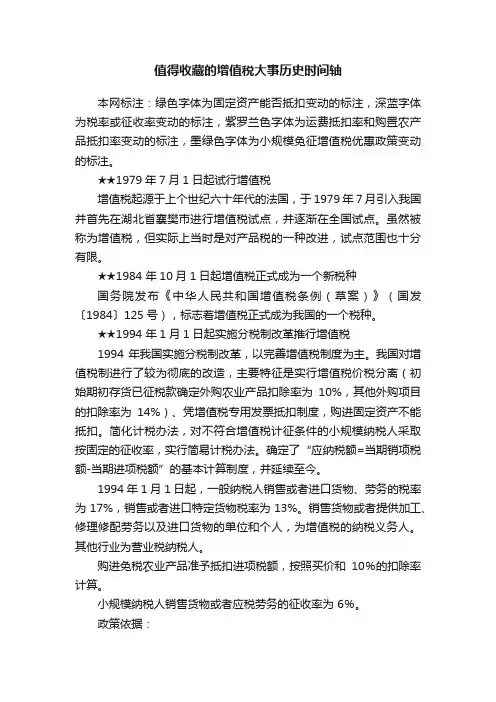 值得收藏的增值税大事历史时间轴