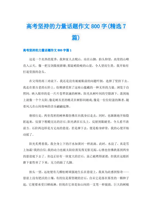 高考坚持的力量话题作文800字(精选7篇)