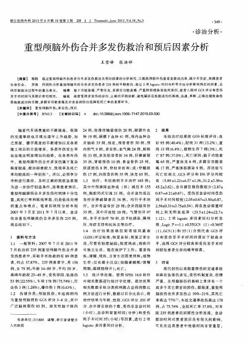 重型颅脑外伤合并多发伤救治和预后因素分析
