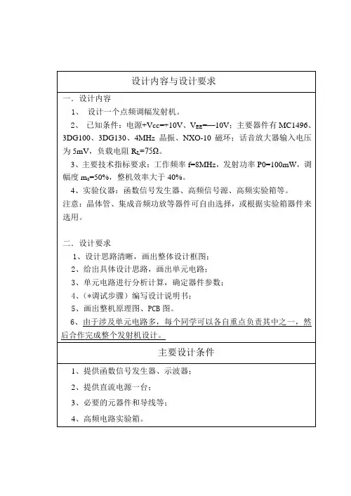 高频课程设计--调幅发射机解析