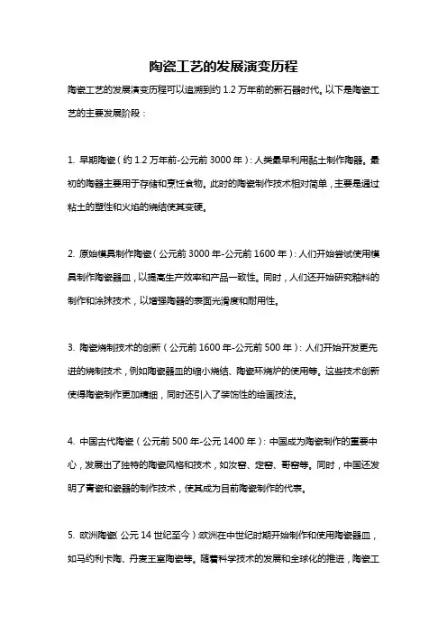 陶瓷工艺的发展演变历程