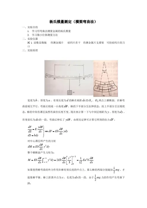 杨氏模量测定(实验报告范例)