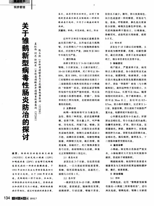 关于雏鹅新型病毒性肠炎防治的探讨