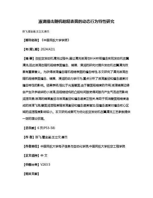 液滴撞击随机粗糙表面的动态行为特性研究