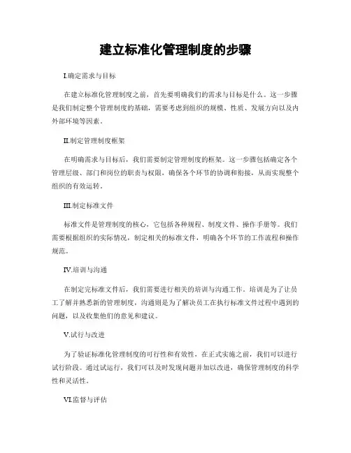 建立标准化管理制度的步骤
