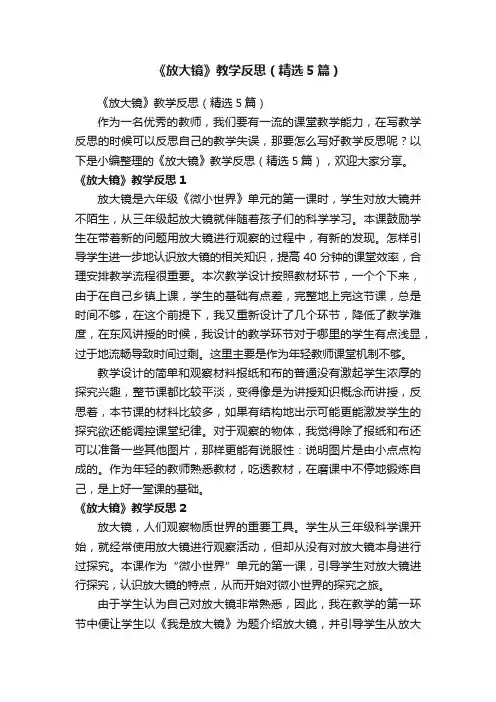 《放大镜》教学反思（精选5篇）