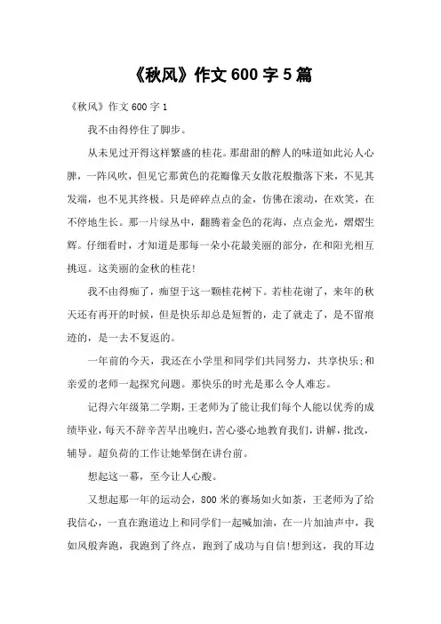 《秋风》作文600字5篇