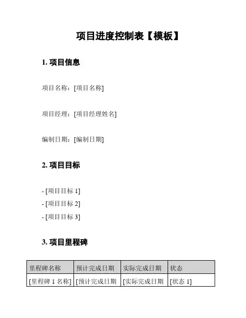 项目进度控制表【模板】