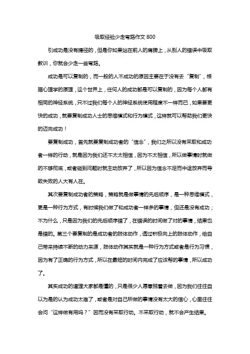 吸取经验少走弯路作文800