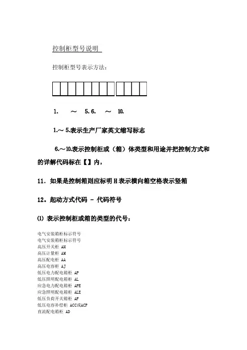 控制柜箱型号和系列号命名说明