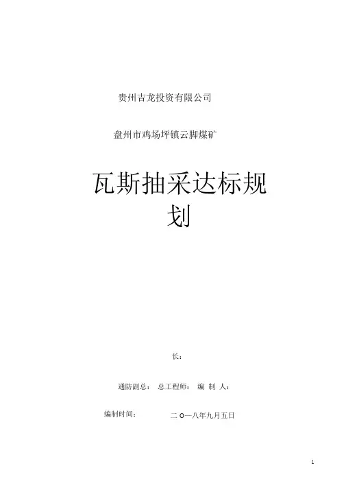 瓦斯抽采达标规划