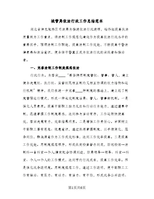 城管局依法行政工作总结范本(二篇)