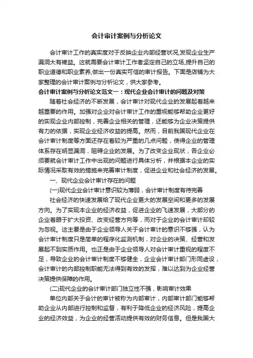 会计审计案例与分析论文