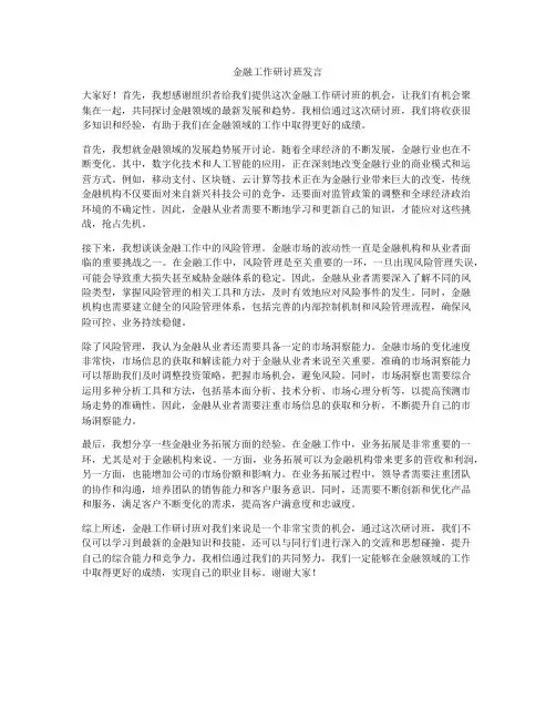 金融工作研讨班发言