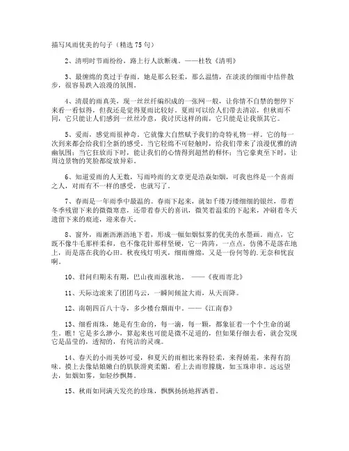 描写风雨优美的句子