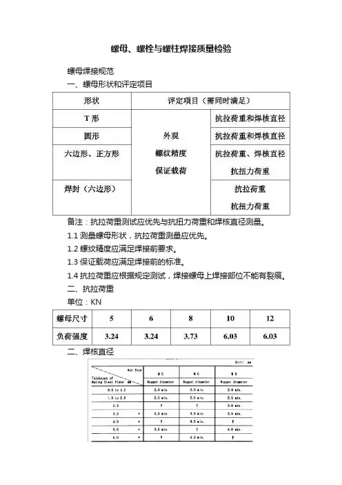 螺母、螺栓与螺柱焊接质量检验