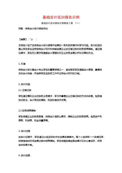 基础会计实训报告示例2篇
