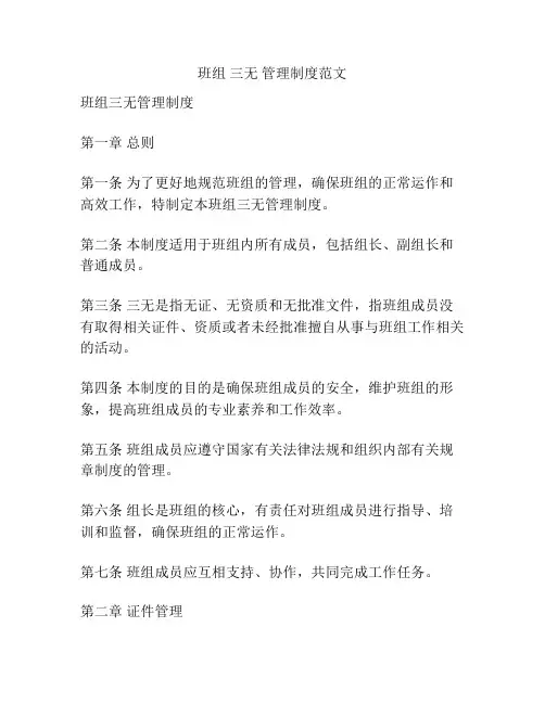 班组 三无 管理制度范文