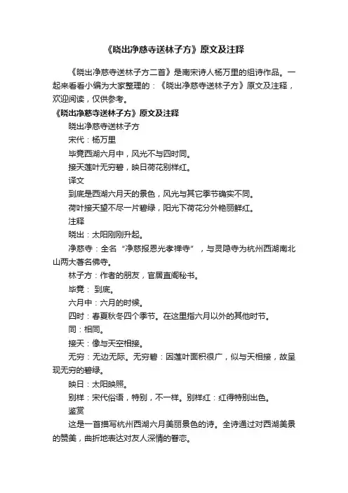 《晓出净慈寺送林子方》原文及注释