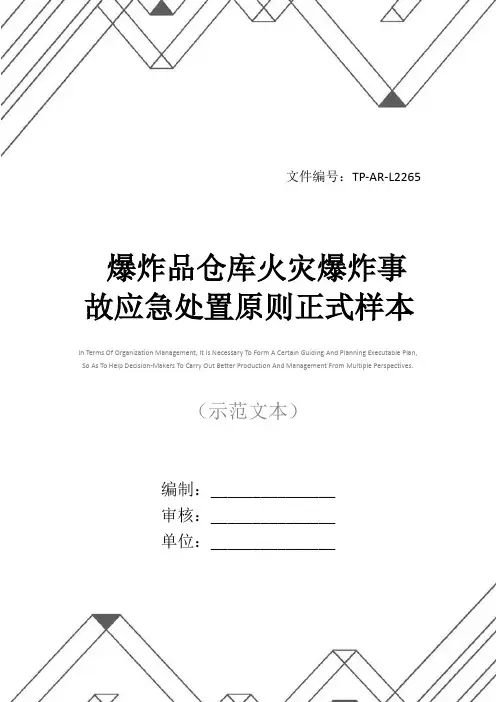 爆炸品仓库火灾爆炸事故应急处置原则正式样本