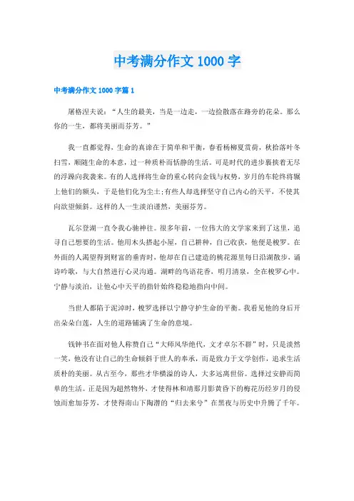 中考满分作文1000字