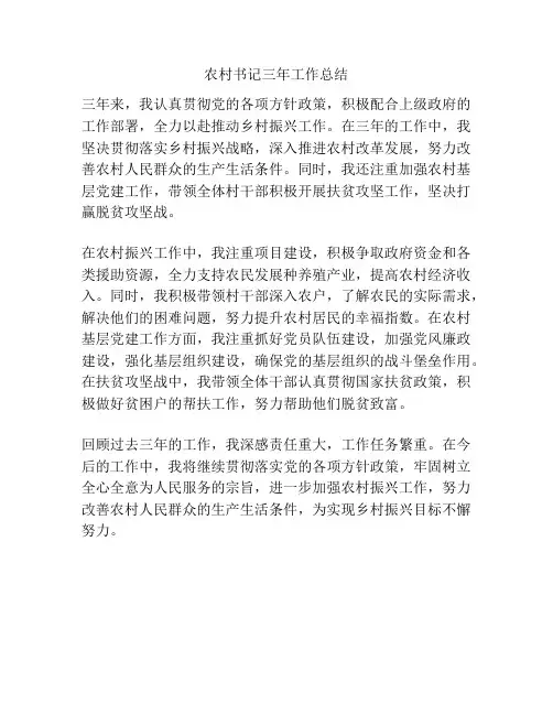 农村书记三年工作总结