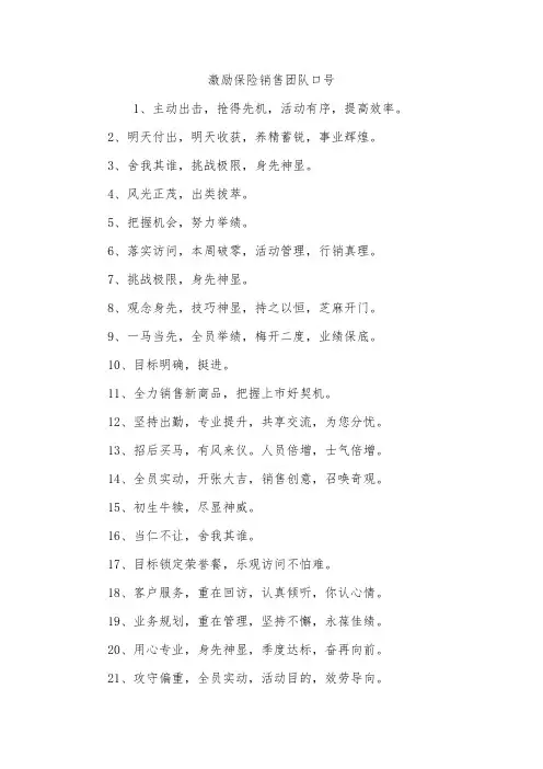 激励保险销售团队口号