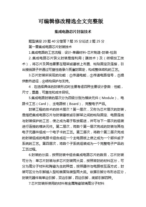 集成电路芯片封装技术精选全文完整版